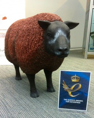 An artificial sheep used to promote Harrison Spinks.