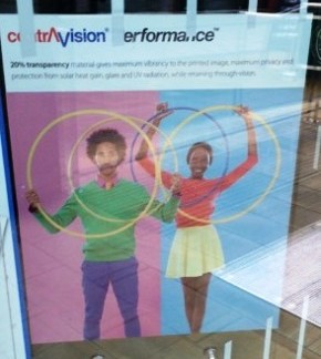 Contra Vision display in a window.