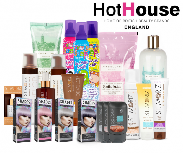 Beauty products produced by HotHouse, including Shades hair dye and St Moriz tanning creams.